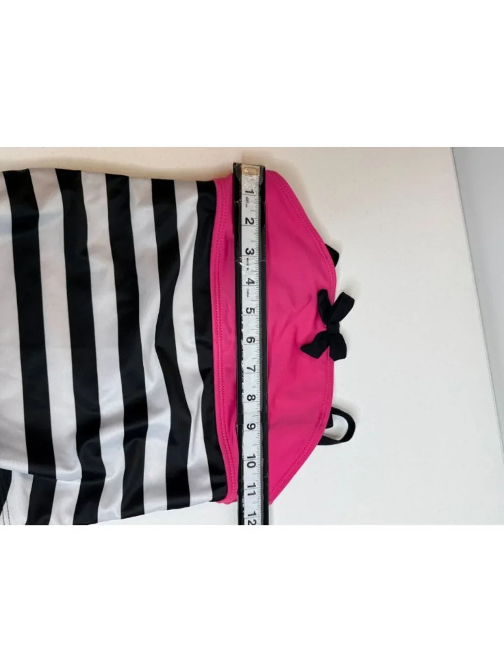 Gymboree Girls 7-8 Pink Striped Bow One Piece Swimsuit NWT